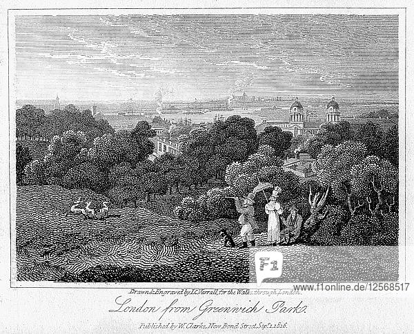 London von Greenwich Park  1816 Künstler: I Varrall