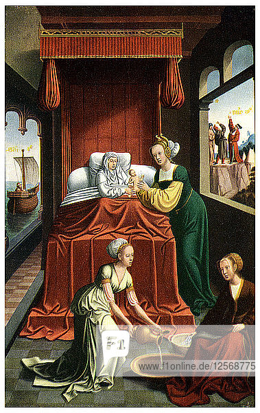 Die Geburt der Jungfrau Maria  um 1520 (1956). Künstler: Unbekannt