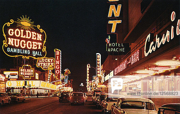 Fremont Street from Second Street  Las Vegas  Nevada  USA  1956. Artist: Unknown