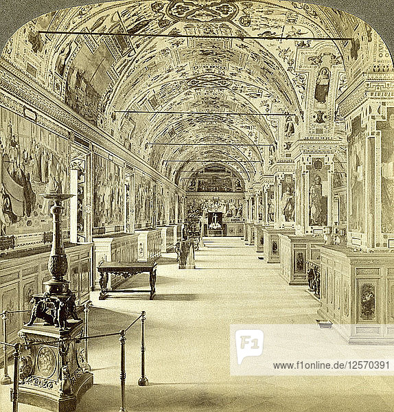 Innenraum der Vatikanischen Bibliothek  Rom  Italien  Künstler: Underwood & Underwood