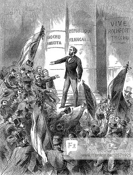 Leon Gambetta proclaiming the Republic of France 4th September 1870 (1882-1884). Artist: Unknown