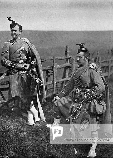 Pipe-Major Reith and Corporal-Piper Reith of the London Scottish  1896.Artist: Gregory & Co