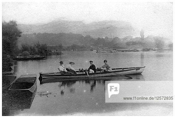 Rowing on a lake  c1900-1919(?). Artist: Unknown