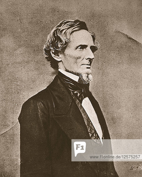 Jefferson Davis  Präsident der Konföderierten Staaten von Amerika  ca. 1855 bis 1865. Künstler: Unbekannt