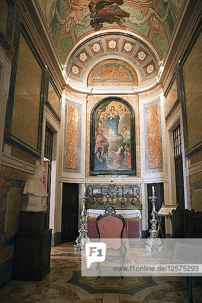 Die Benediktionsgalerie im Nationalpalast von Mafra (Palacio de Mafra)  Mafra  Portugal  2009. Künstler: Samuel Magal