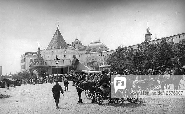 Church service at the Chapel of the Holy Virgin Mary of Bogolyubovo Russia 1900s. Artist: Unknown