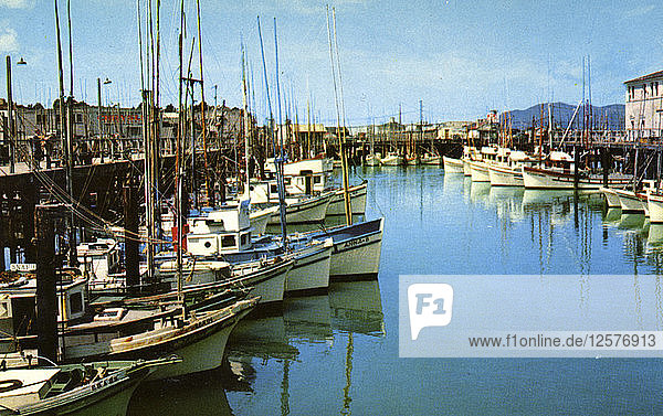 Fischereiflotte am Fishermans Wharf  San Francisco  Kalifornien  USA  1957. Künstler: Unbekannt