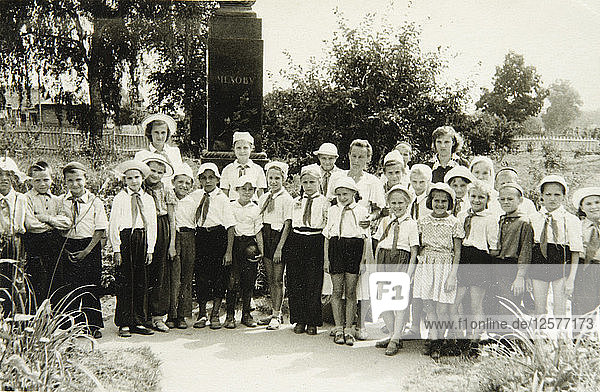 A Young Pioneers unit in Yalta Crimea USSR 1950s. Artist: Unknown
