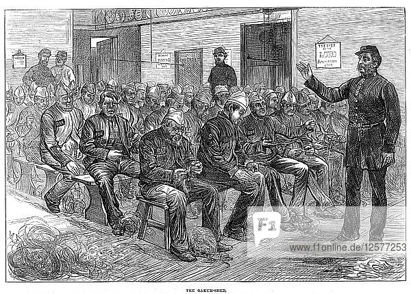 The oakum-shed  Clerkenwell Prison  London  1874. Artist: Unknown