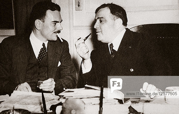 Thomas E Dewey with Fiorello H La Guardia  Mayor of New York  late 1930s. Artist: Unknown
