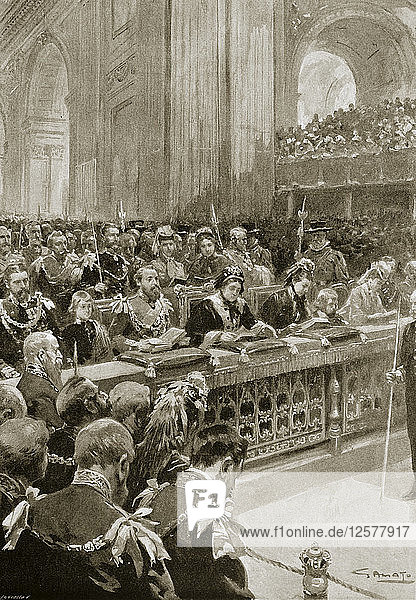 Dankgottesdienst für die Genesung des Prinzen von Wales  27. Februar 1872 (1901). Künstler: G. Amato