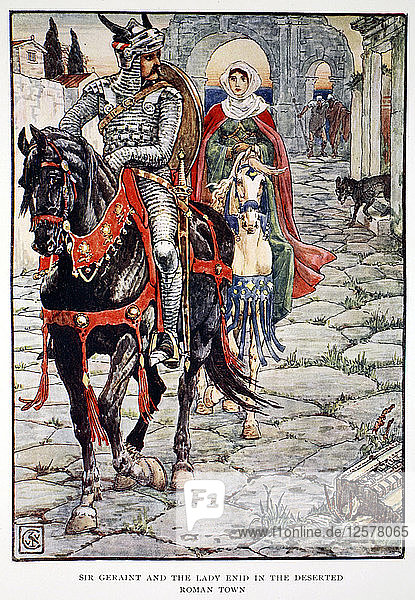 Sir Geraint und Lady Enid in der verlassenen römischen Stadt  1911. Künstler: Unbekannt