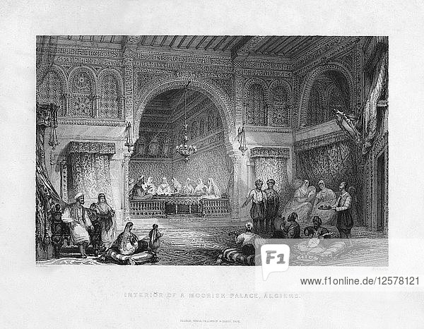 Innenraum eines maurischen Palastes  Algier  Algerien  1839. Künstler: E. Challis