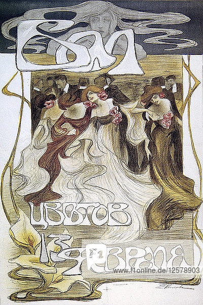 Poster for the Flowers Ball 1903. Artist: Elena Kiseleva