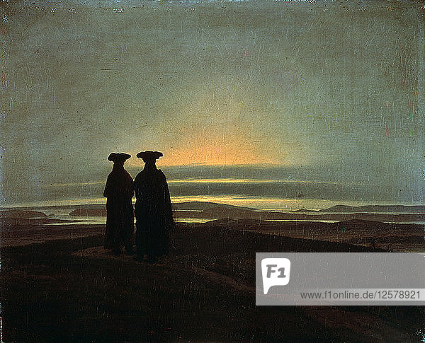 Sonnenuntergang (Brüder)  zwischen 1830 und 1835. Künstler: Caspar David Friedrich