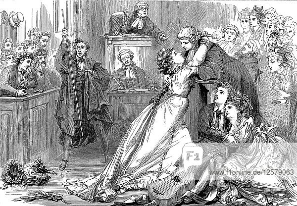 Eine Szene aus Trial by Jury  1875. Künstler: David Henry Friston