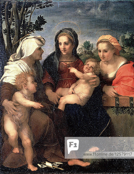 Jungfrau und Kind mit den Heiligen Katharina  Elisabeth und Johannes dem Täufer  1510er Jahre. Künstler: Andrea del Sarto