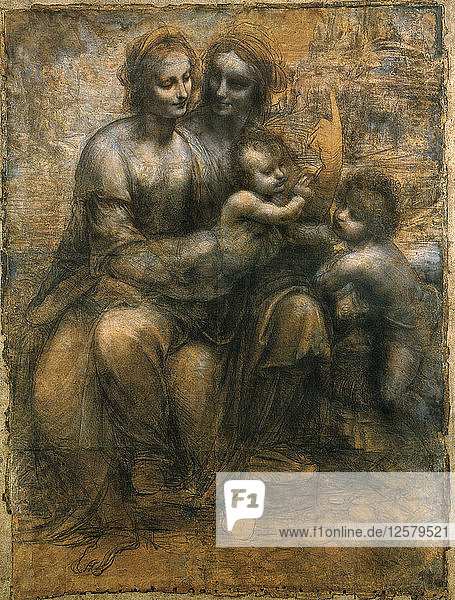 Die Jungfrau mit Kind  die Heilige Anna und Johannes der Täufer  um 1500. Künstler: Leonardo da Vinci