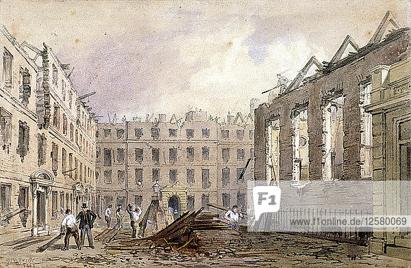 The demolition of Lyons Inn  Westminster  London  1862. Artist: William Henry Prior