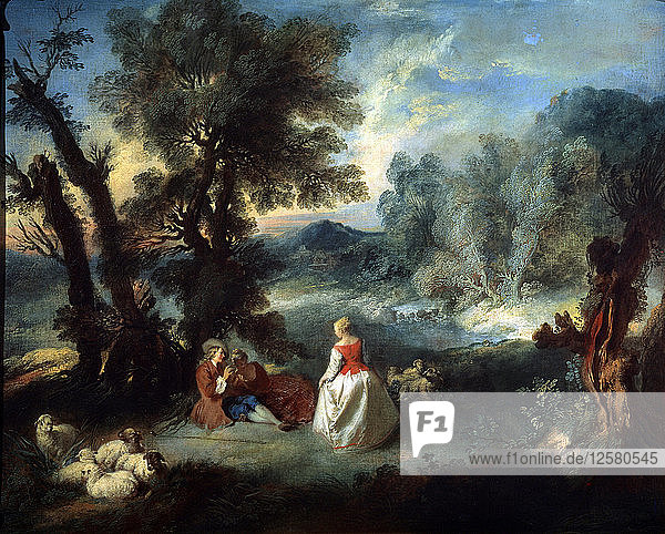 Pastorale Szene  1730er Jahre. Künstler: Pierre-Antoine Quillard