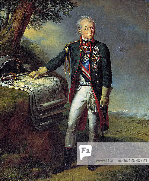 Feldmarschall Generalissimus Fürst Alexander Suworow  russischer Soldat  (1815). Künstler: Charles Auguste Guillaume Steuben
