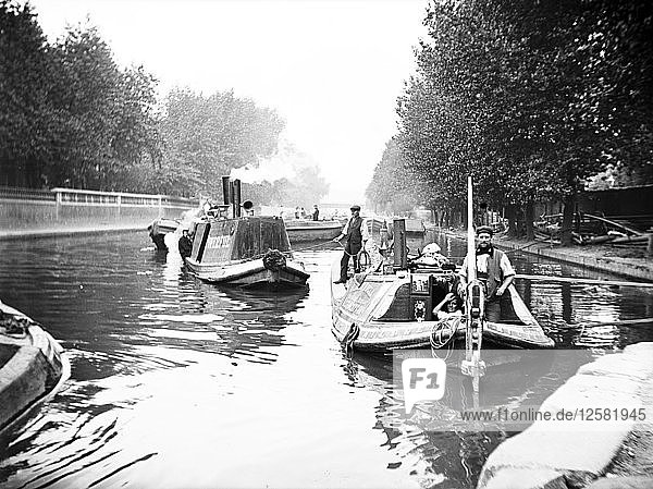 Boats on Regents Canal  London  c1905. Artist: Unknown
