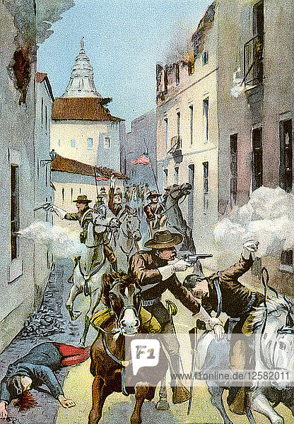 Straßenkampf in Santiago  Kuba  Spanisch-Amerikanischer Krieg  1898. Künstler: Unbekannt