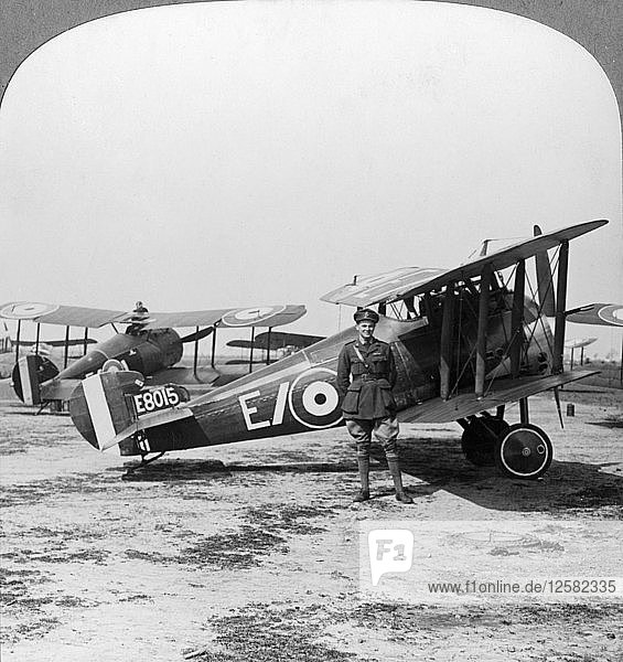 Sopwith Camel aircraft ready for a patrol over the German lines  World War I  c1917-c1918. Artist: Realistic Travels Publishers