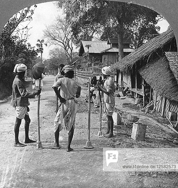 Road mending  Bhamo  Burma  1908. Artist: Stereo Travel Co