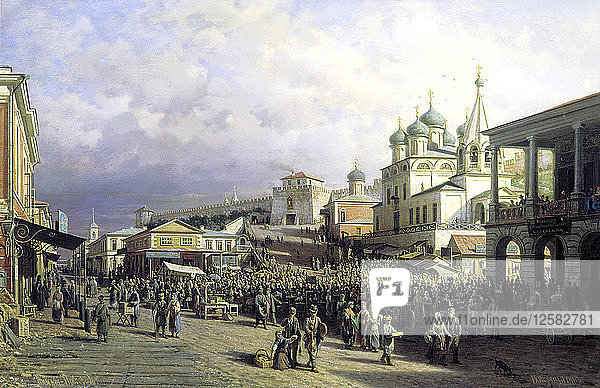 Markt in Nishnij Nowgorod  1872. Künstler: Pjotr Petrowitsch Jeschtschagin