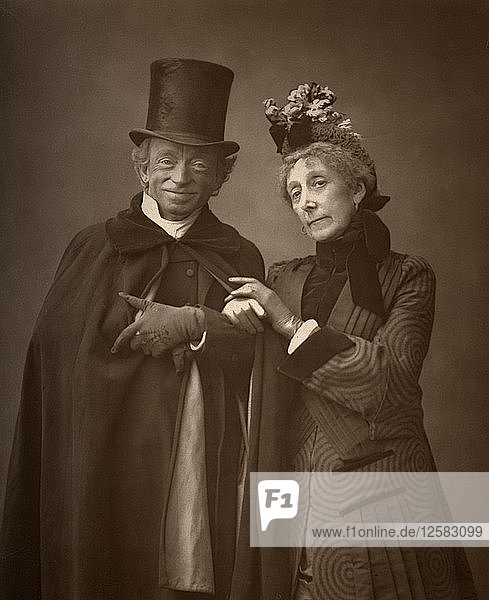 American actors James Lewis and Ann Gilbert in A Night Off 1886. Artist: Barraud