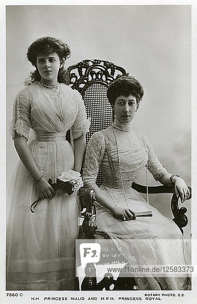 Prinzessin Maud und die Prinzessin Royal  ca. 1907-c1910(?). Künstler: Unbekannt