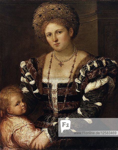 Portrait of a Lady with a Boy  1530s. Artist: Paris Bordone