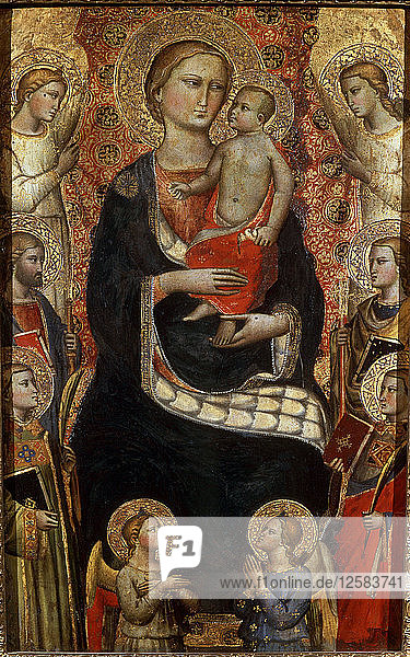 Madonna mit Kind  Heiligen und Engeln  spätes 14. oder frühes 15. Jahrhundert. Künstler: Niccolo di Pietro Gerini