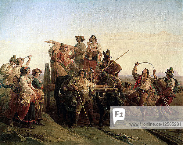 Die Ankunft der Erntehelfer in den Pontinischen Sümpfen  1833. Künstler: Louis Léopold Robert