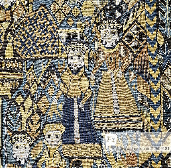 Detail of a tapestry showing Bathsheba and David  17th century. Artist: Unknown