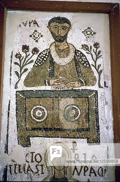 Mosaic of a man writing at a desk  4th century. Artist: Unknown