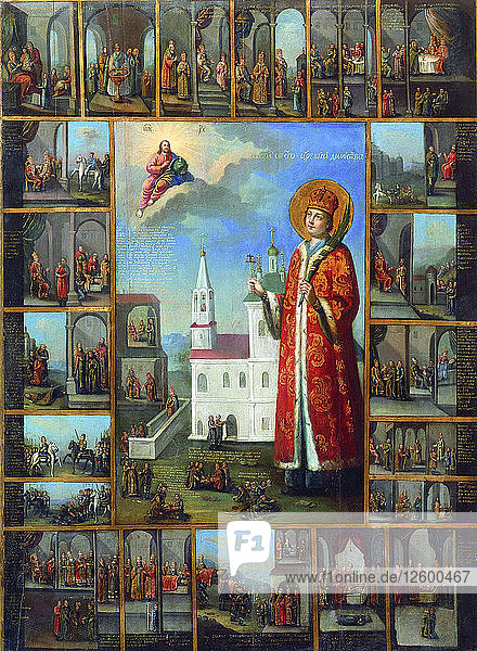 Heiliger Zarewitsch Demetrius mit Szenen aus seinem Leben  zweite Hälfte des 18. Jahrhunderts.