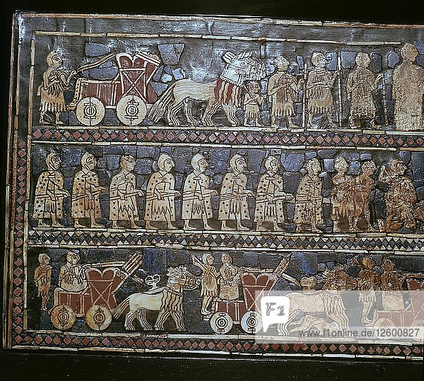 Detail of the Standard of Ur  showing chariots and soldiers  southern Iraq  about 2600-2400 BC. Artist: Unknown