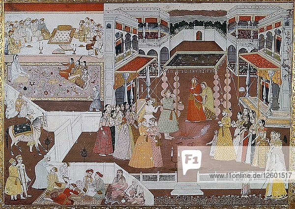 Ein indisches Hochzeitsbild aus Lucknow  18. Jahrhundert. Künstler: Unbekannt