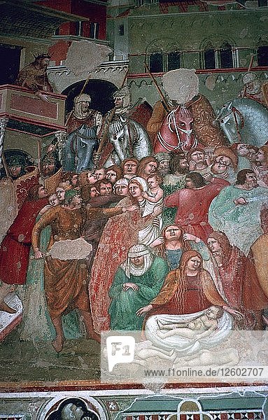 Fresco of the massacre of the innocents in Sienna  15th century. Artist: Unknown