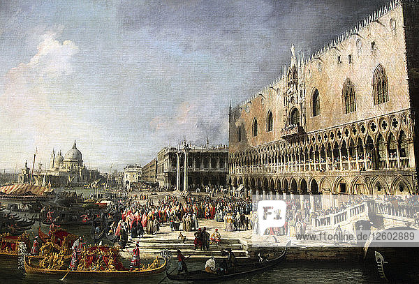 Empfang des französischen Botschafters in Venedig  1726-1727. Künstler: Canaletto