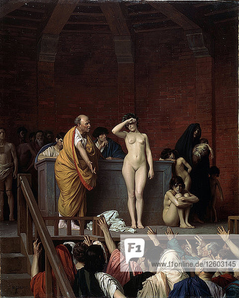 Der Sklavenmarkt in Rom  ca. 1883-c1884. Künstler: Jean-Leon Gerome