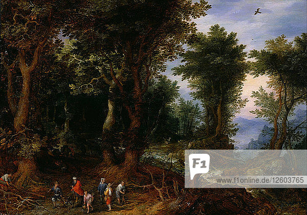 Wooded Landscape with Abraham and Isaac  1599. Artist: Brueghel  Jan  the Elder (1568-1625)