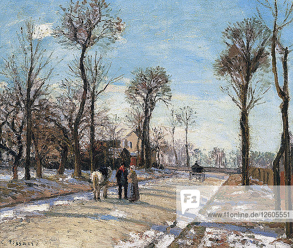 Route de Versailles  Louveciennes  Wintersonne und Schnee  um 1870. Künstler: Pissarro  Camille (1830-1903)