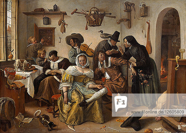 Die verkehrte Welt (In Weelde Siet Toe)  1663. Künstler: Steen  Jan Havicksz (1626-1679)