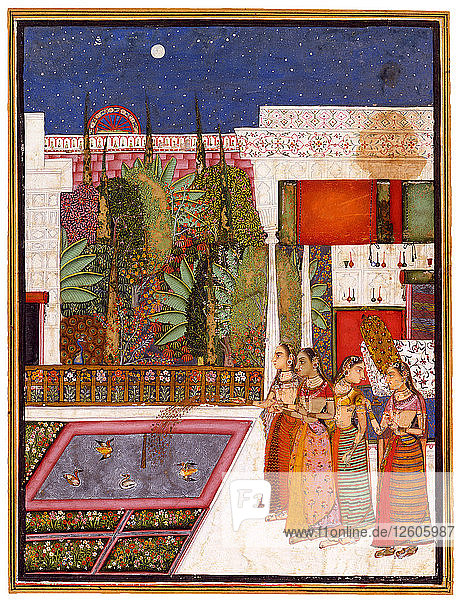 Vier Frauen in einem Palastgarten  Mitte des 18. Künstler: Indische Kunst