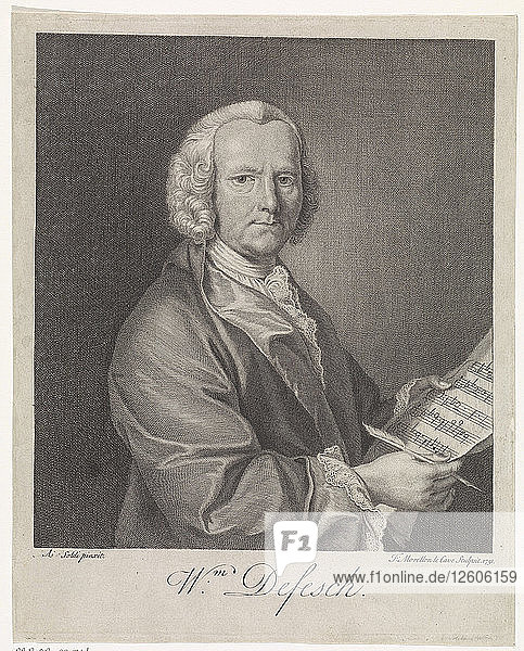 Porträt des Komponisten Willem de Fesch (1687-1761)  1751. Künstler: La Cave  François Morellon de (tätig im 18. Jahrhundert)