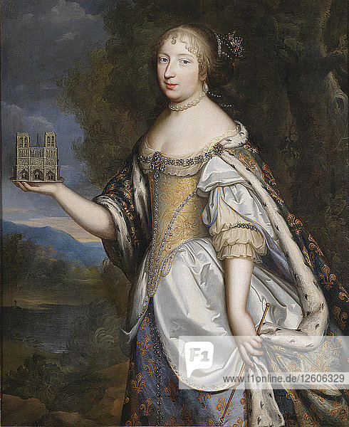 Porträt von Maria Theresia von Spanien (1638-1683)  Königingemahlin von Frankreich und Navarra. Künstler: Beaubrun  Charles (1604-1692)