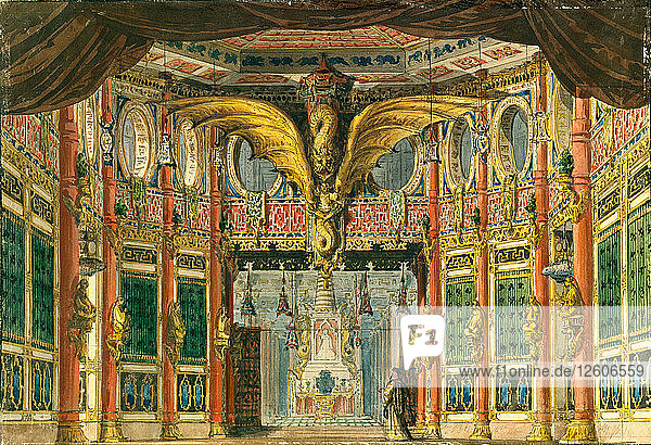 Bühnenbild für die Oper Das Bronzene Pferd von D. Auber  1837. Künstler: Roller  Andreas Leonhard (1805-1891)